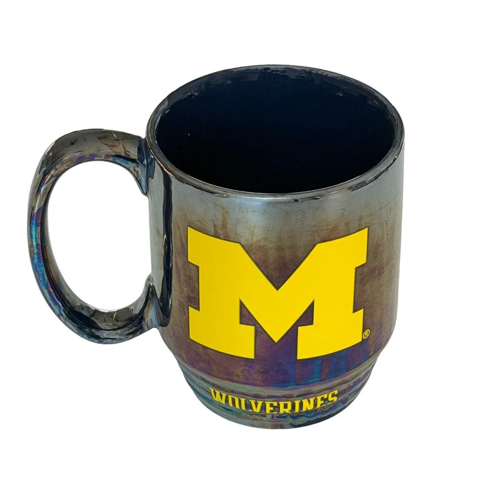 Michigan Wolverines University Iridescent Ceramic Coffee Mug Cup Logo NCAA